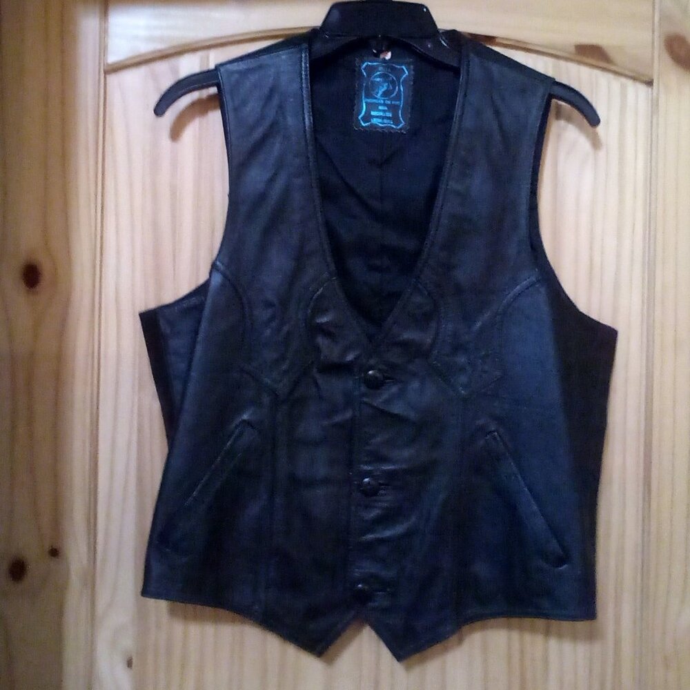 Men's Black Leather Vest